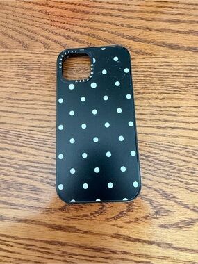 Casetify Black IPhone 14 Case with White Polka Dots
